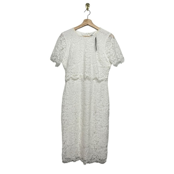 NWT LULU’S Devotion White Lace Short Sleeve Midi Dress M - Picture 6 of 12